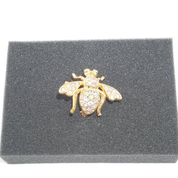 Joan Rivers Bee Brooch Pin Gold-Tone Rhinestone Sparkle Insect Jewelry #4 - Picture 1 of 4